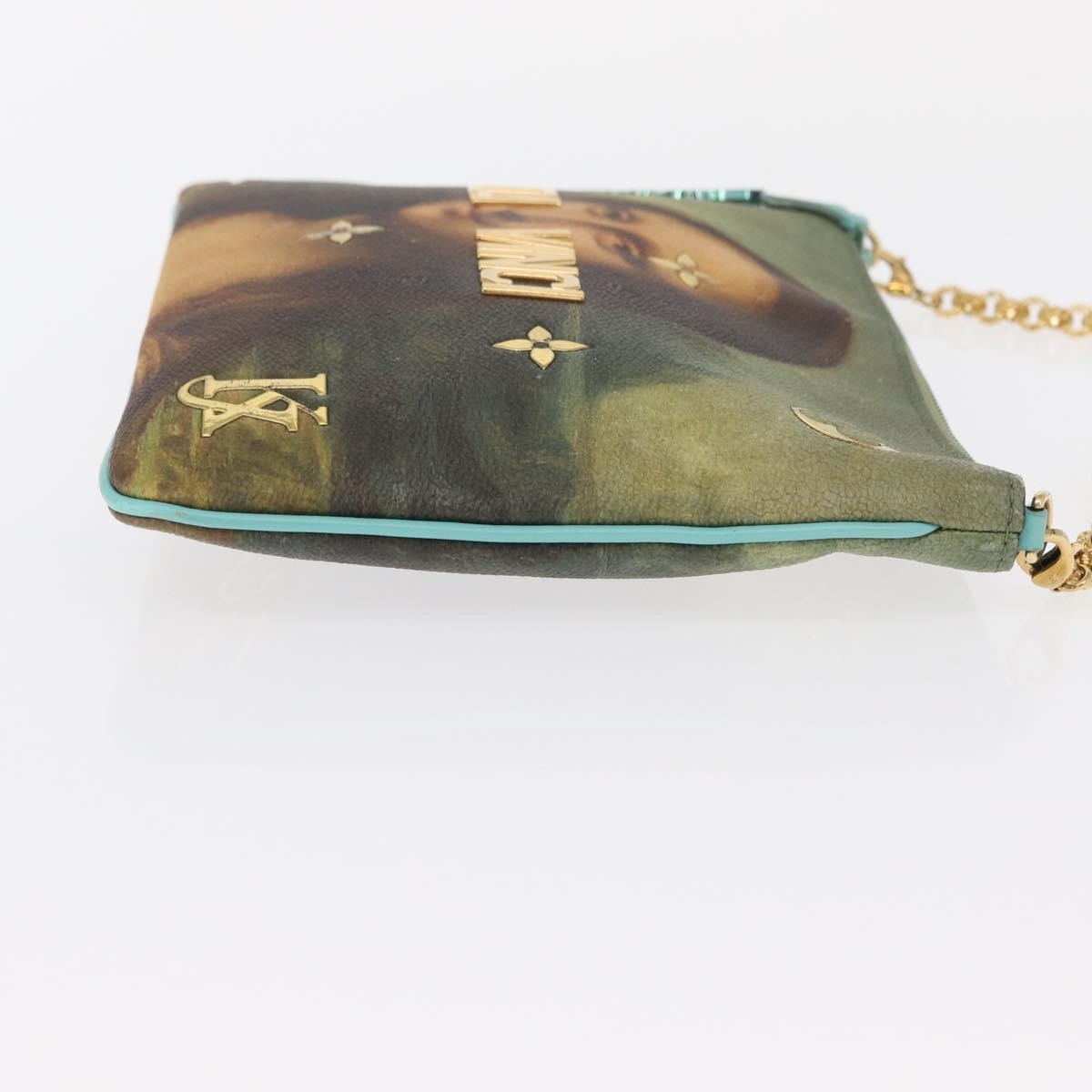 Louis Vuitton Pochette Clutch Limited Edition Jeff Koons Da Vinci Print Canvas, GREEN, PVC, Clutche & pouche