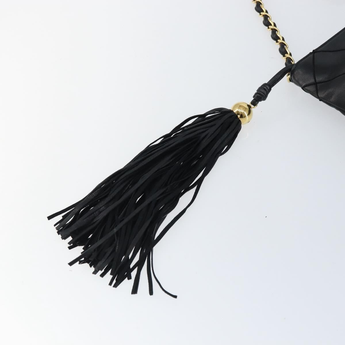 Chanel Vintage Shoulder Bag Leather, BLACK, LEATHER, Shoulder bag