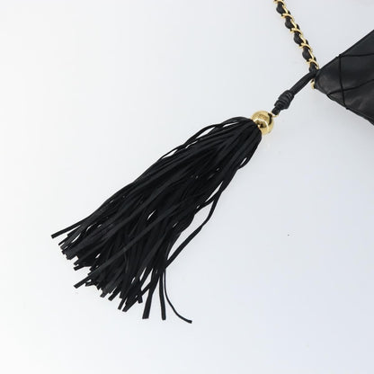 Chanel Vintage Shoulder Bag Leather, BLACK, LEATHER, Shoulder bag