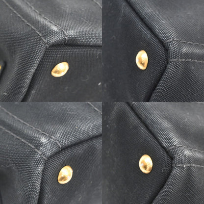 Prada Canapa Convertible Tote Canvas, BLACK, CANVAS, Tote bag