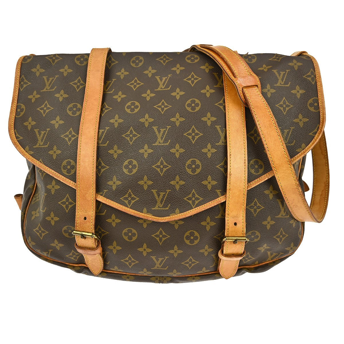 Louis Vuitton Saumur Handbag Monogram Canvas, BROWN, CANVAS, Shoulder bag
