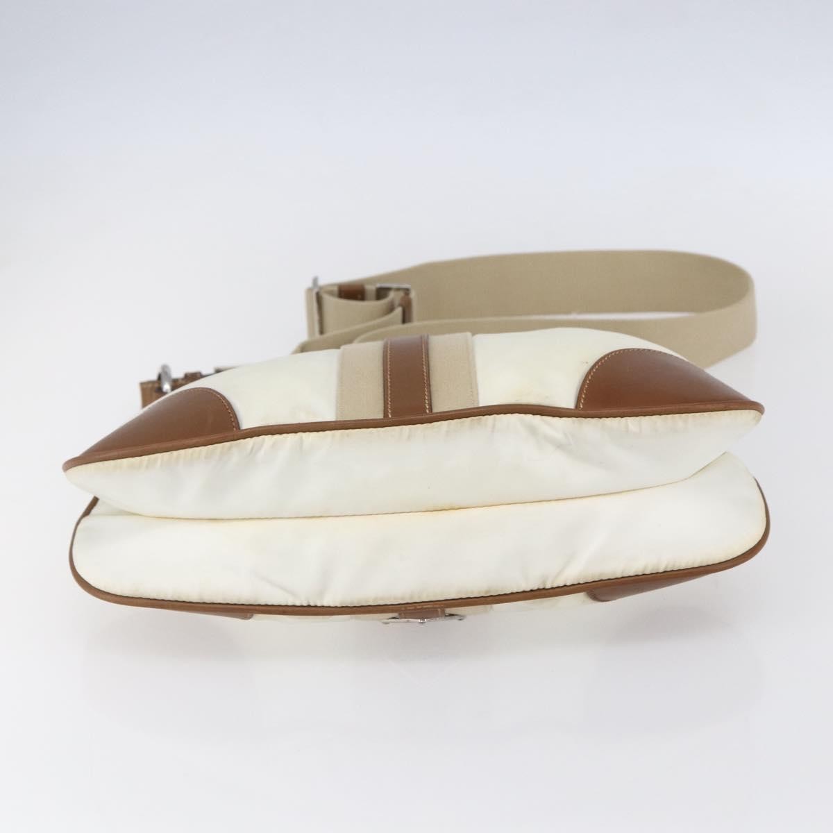 Prada Vintage Shoulder Bag Nylon and Leather, BEIGE, NYLON, Shoulder bag