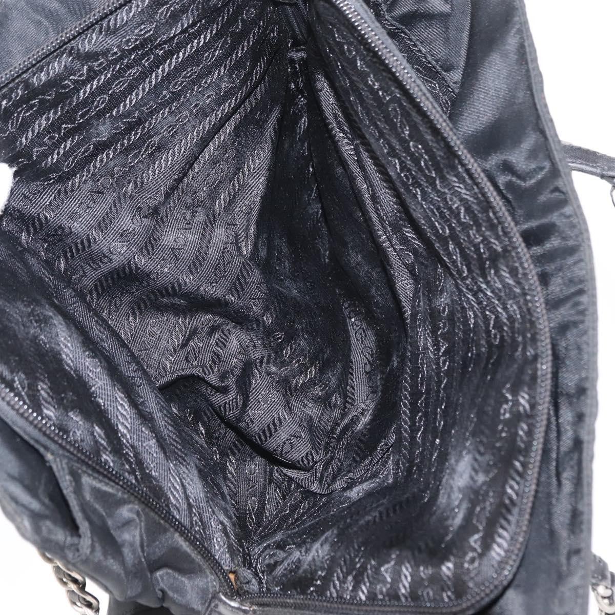 Prada Vintage Chain Shoulder Bag Tessuto, BLACK, NYLON, Shoulder bag