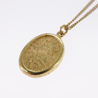 Christian Dior Vintage Logo Round Pendant Necklace Metal and Crystals, GOLD, METAL, Necklace