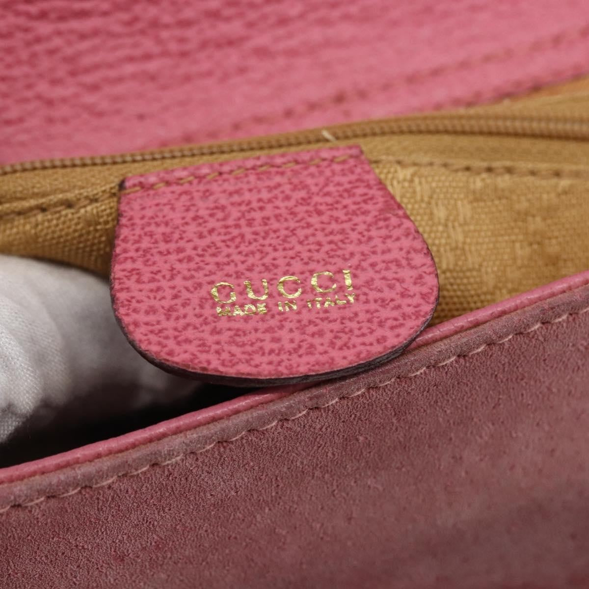 Gucci Vintage Bamboo Handle Bag Suede, PINK, SUEDE, Handbag