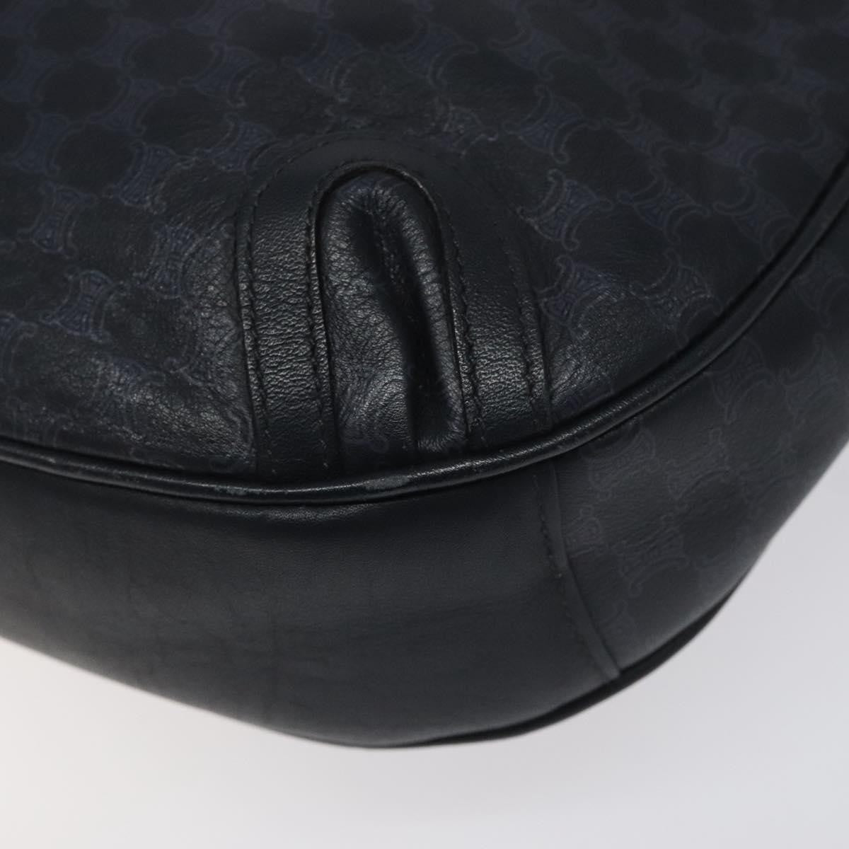 Celine Vintage Macadam Shoulder Bag Canvas and Leather, BLACK, CANVAS, Shoulder bag