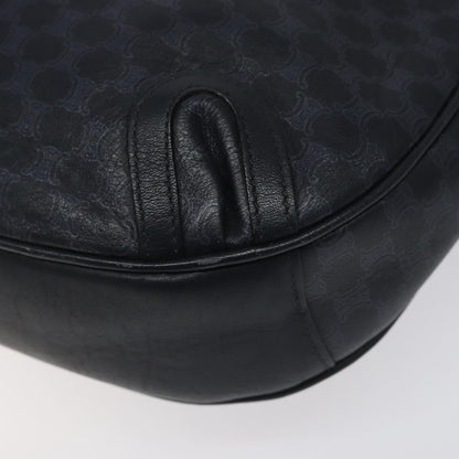 Celine Vintage Macadam Shoulder Bag Canvas and Leather, BLACK, CANVAS, Shoulder bag