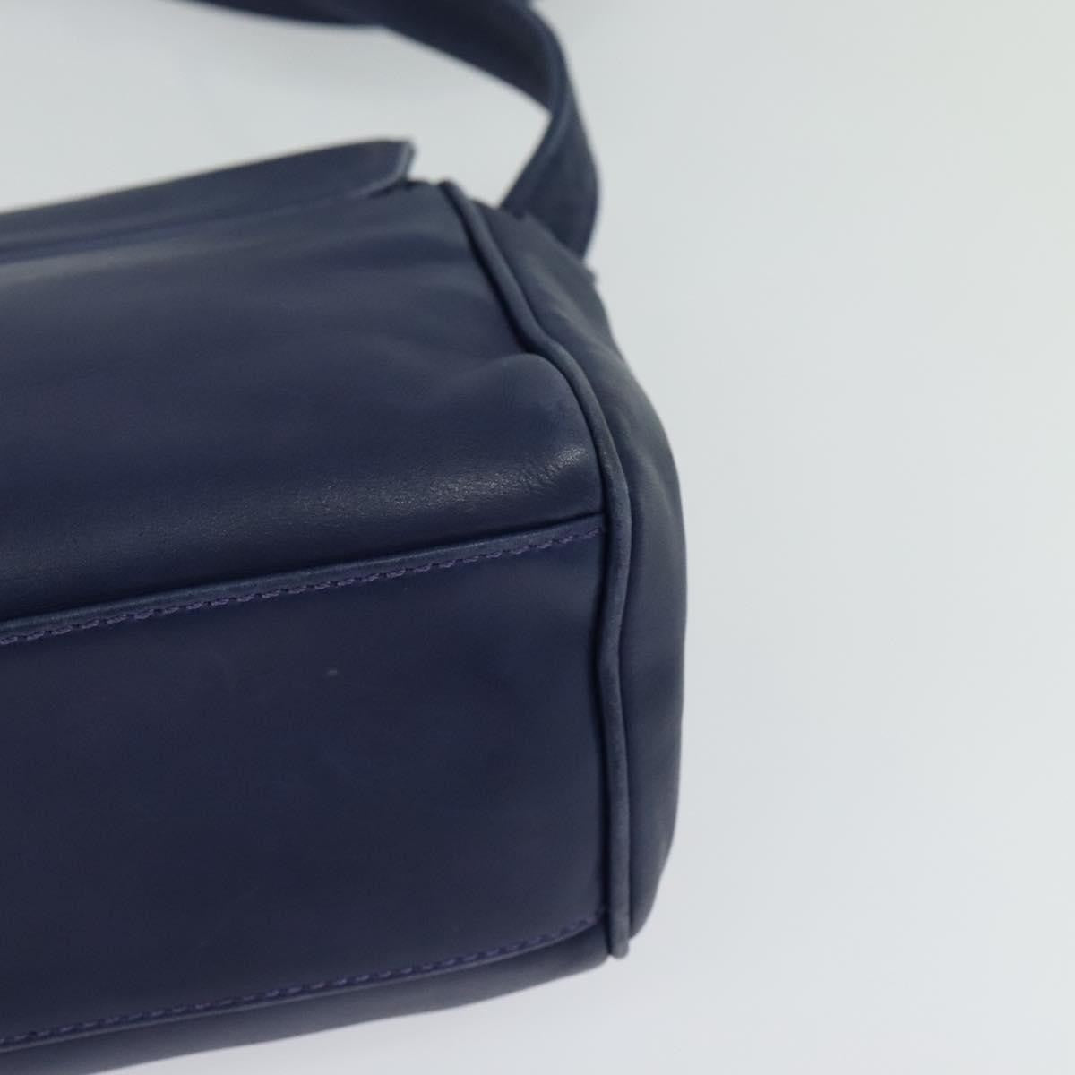 Celine Circle logo Leather, NAVY, LEATHER, Shoulder bag