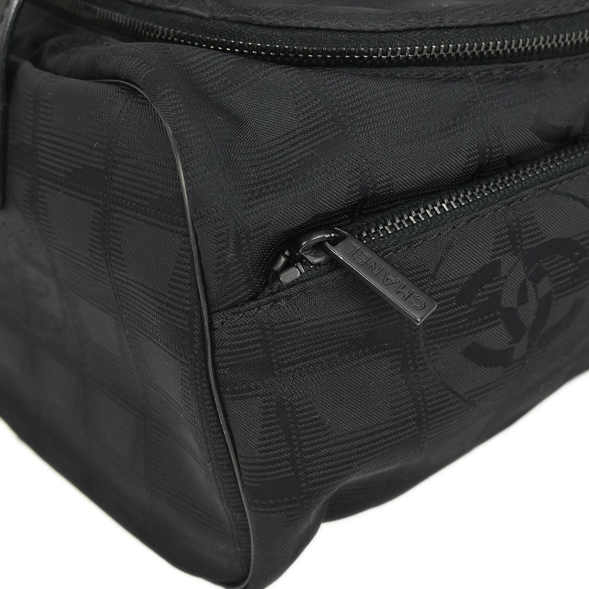 Chanel Travel Line Barrel Bag Nylon, BLACK, NYLON, Handbag
