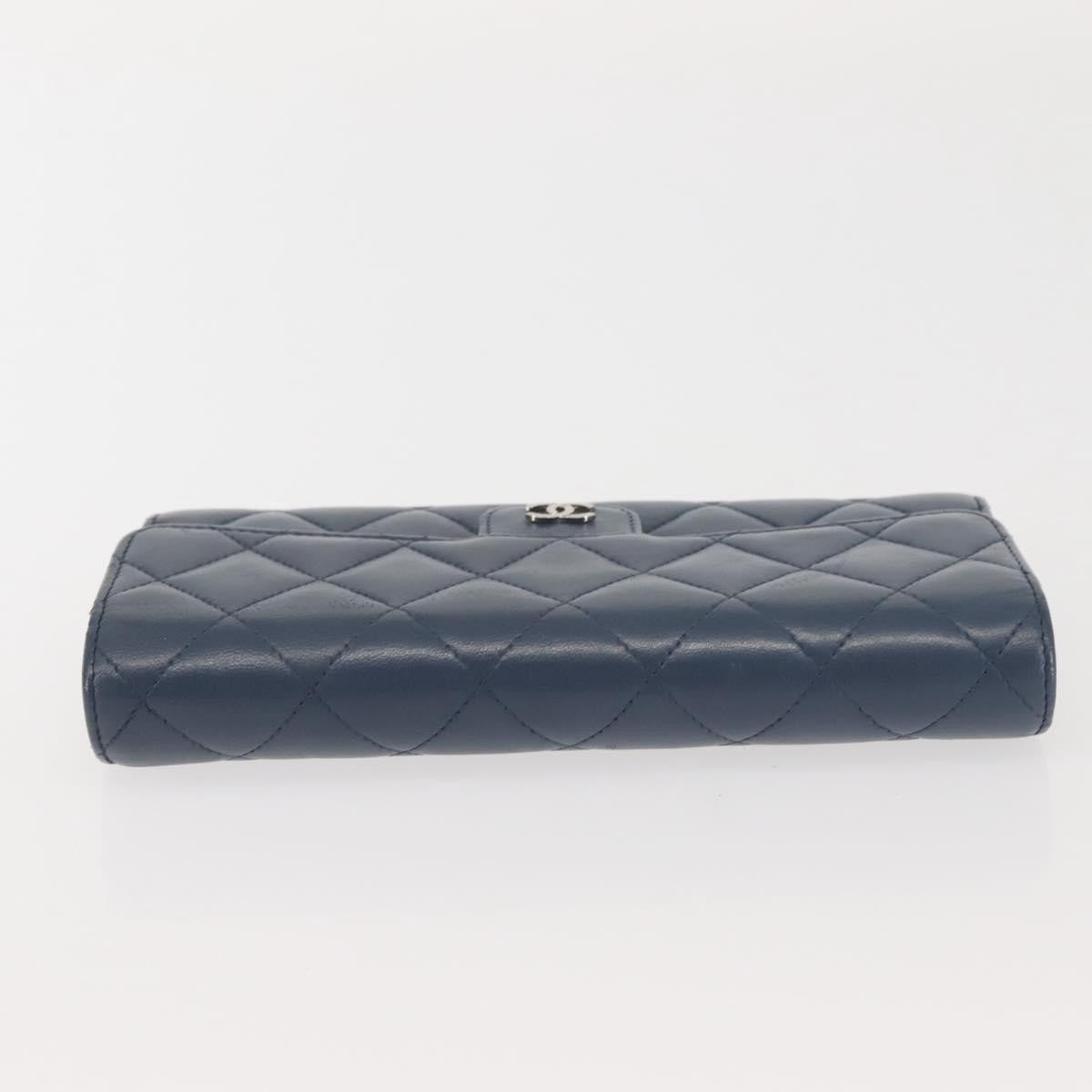 Chanel CC Gusset Classic Flap Wallet Quilted Lambskin, NAVY, LEATHER, Wallets
