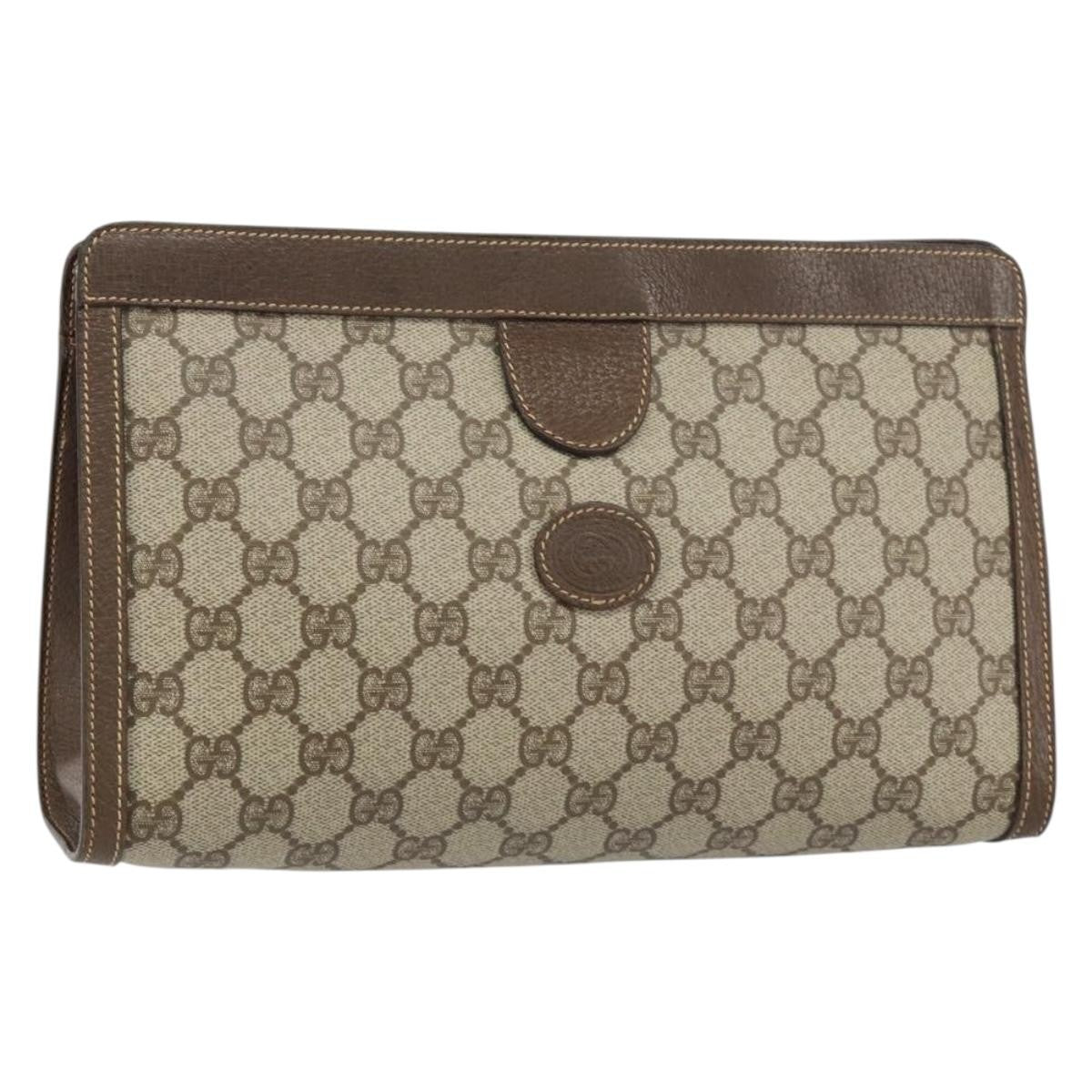 Gucci GG Supreme Clutch bag PVC, BEIGE, PVC, Clutche & pouche