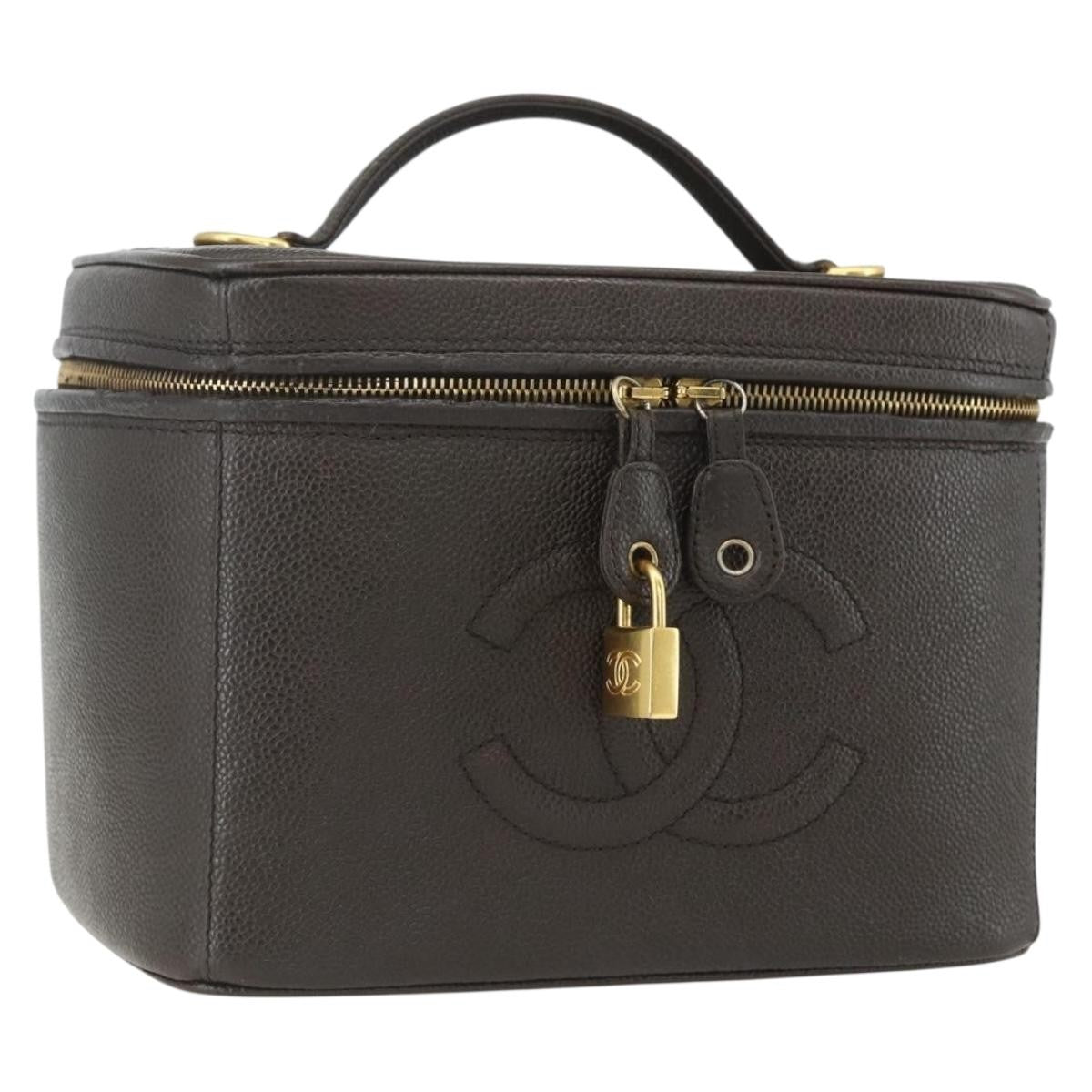 Chanel Vintage Timeless Vanity Case Caviar, BROWN, LEATHER, Handbag
