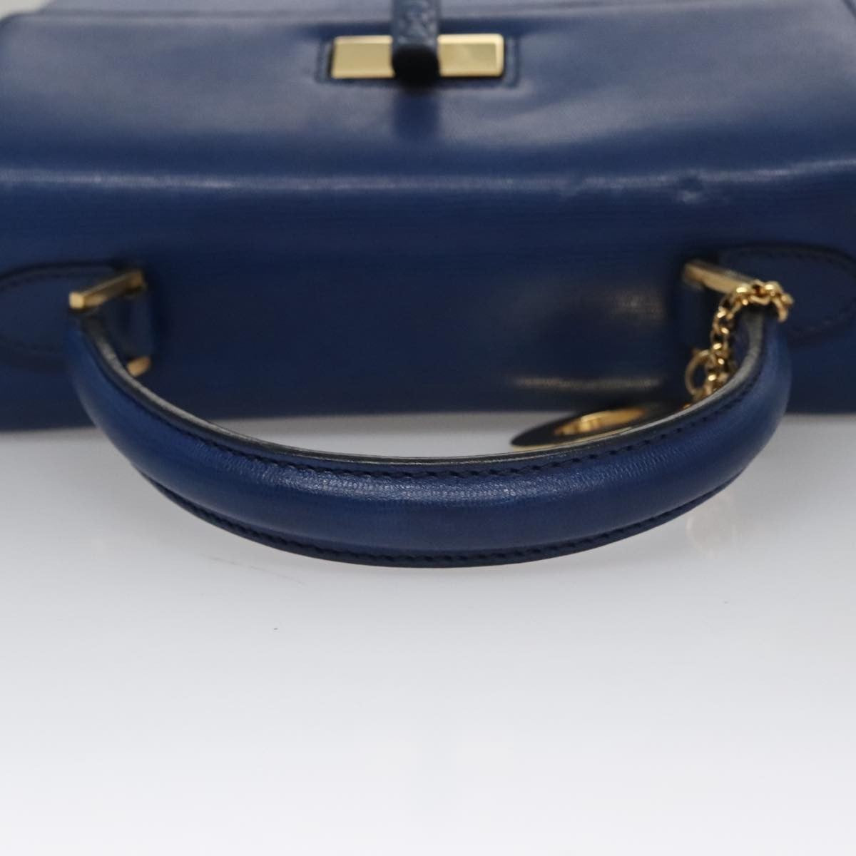 Celine Vintage turn lock shoulder bag Leather, BLUE, LEATHER, Handbag