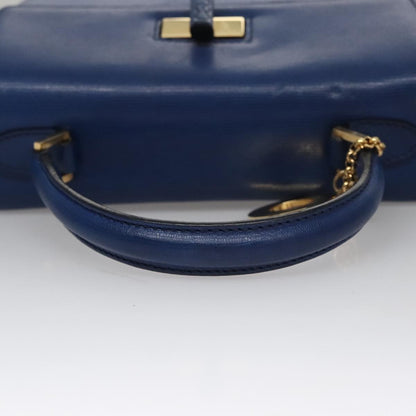 Celine Vintage turn lock shoulder bag Leather, BLUE, LEATHER, Handbag
