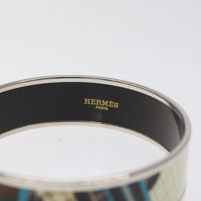 Hermes Vintage Bangle Bracelet Metal with Leather, BLUE, METAL, Bracelet