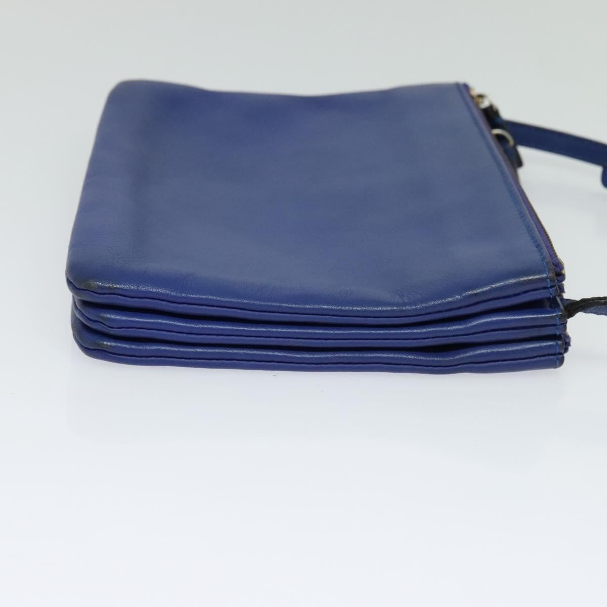 Celine Trio Crossbody Bag Leather, BLUE, LEATHER, Shoulder bag