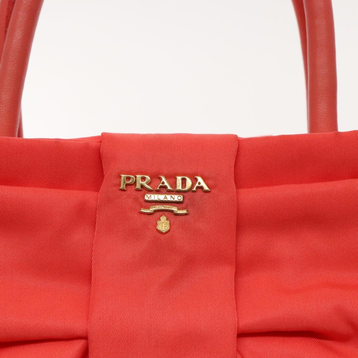 Prada Bow Tote Tessuto, ORANGE, NYLON, Handbag