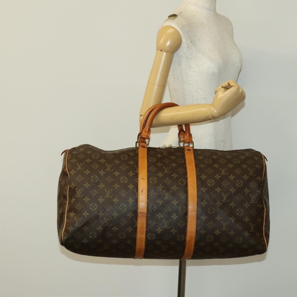 Louis Vuitton Keepall Bag Monogram Canvas, BROWN, CANVAS, Travel bag
