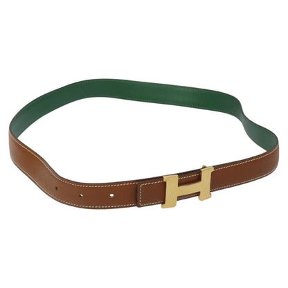 Hermes Constance Belt Leather, BROWN, LEATHER, Belts