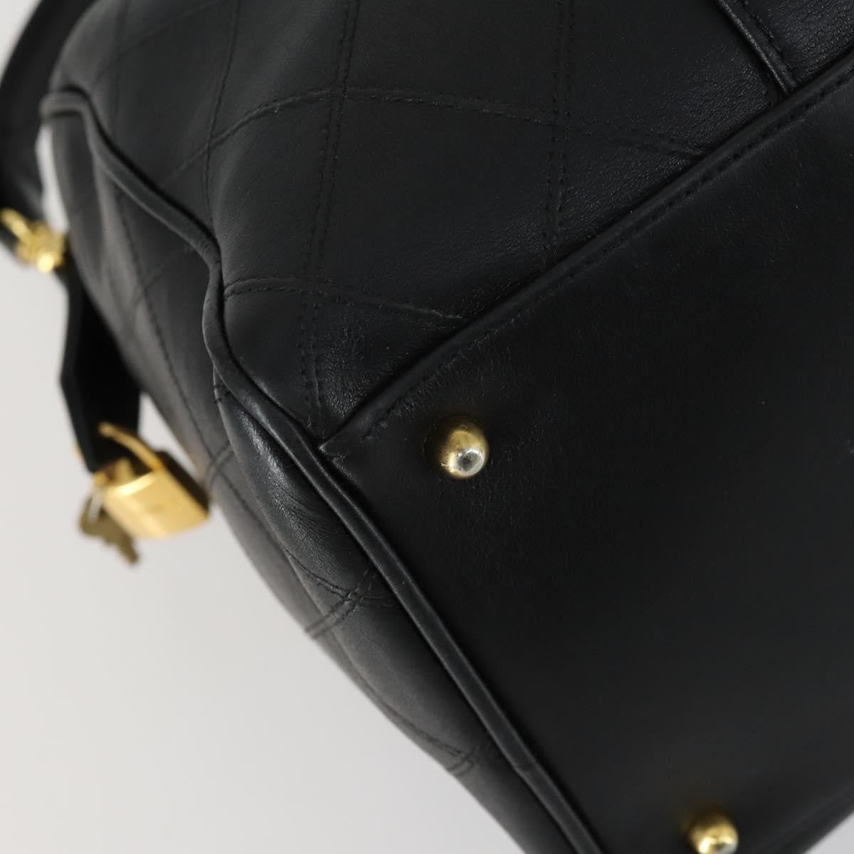 Chanel Vintage Diamond Stitch Boston Bag Quilted Lambskin, BLACK, LEATHER, Travel bag