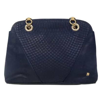 Bally Vintage Shoulder Bag Leather, NAVY, LEATHER, Shoulder bag