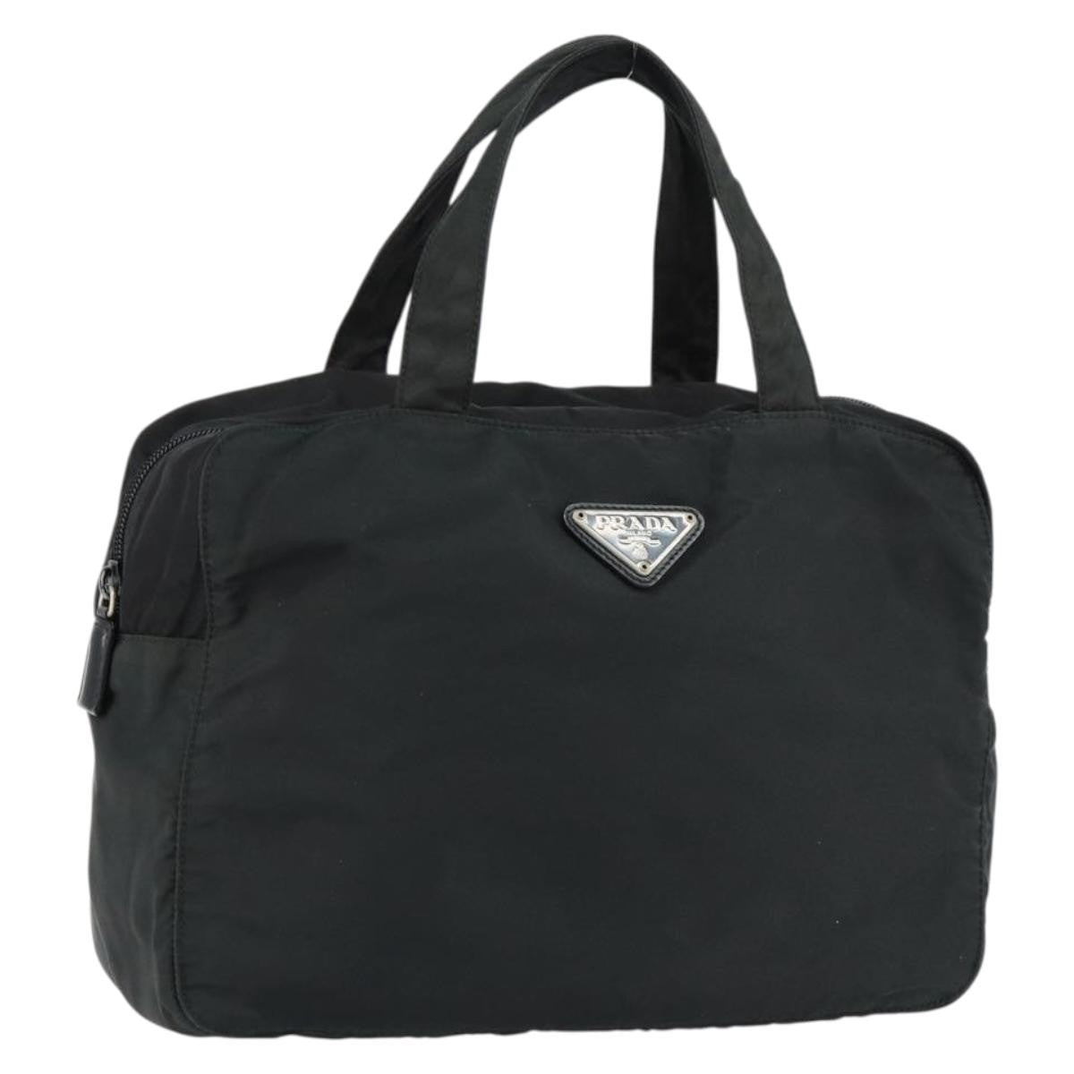 Prada Vintage Zip Handbag Tessuto, BLACK, NYLON, Handbag