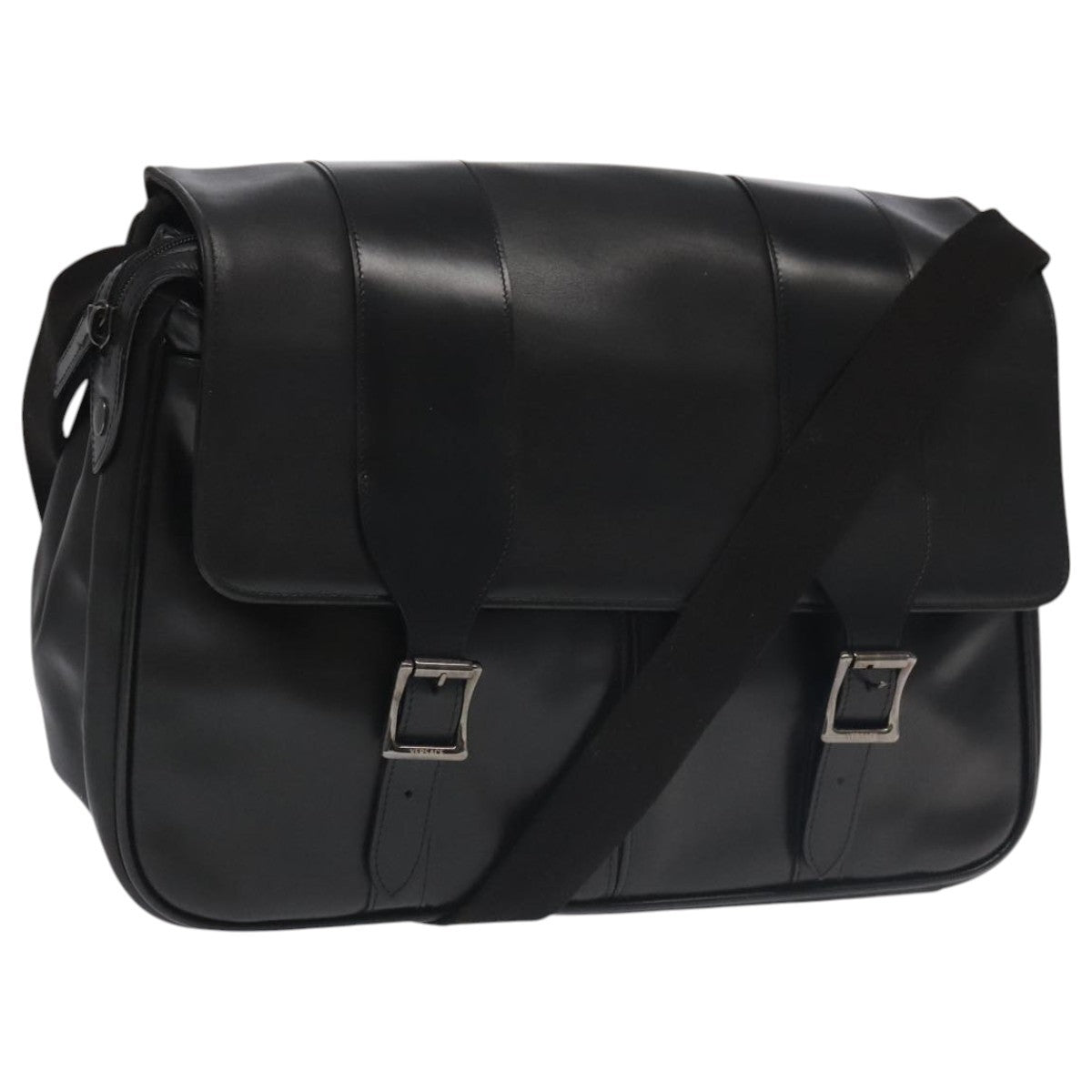 Versace Messenger Bag Leather, BLACK, LEATHER, Shoulder bag
