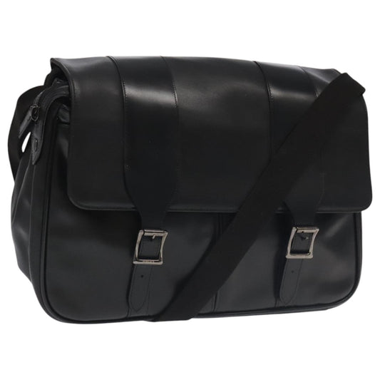 Versace Messenger Bag Leather, BLACK, LEATHER, Shoulder bag