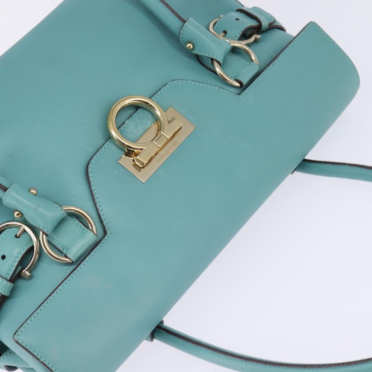 Salvatore Ferragamo Virna Satchel Leather, BLUE, LEATHER, Handbag