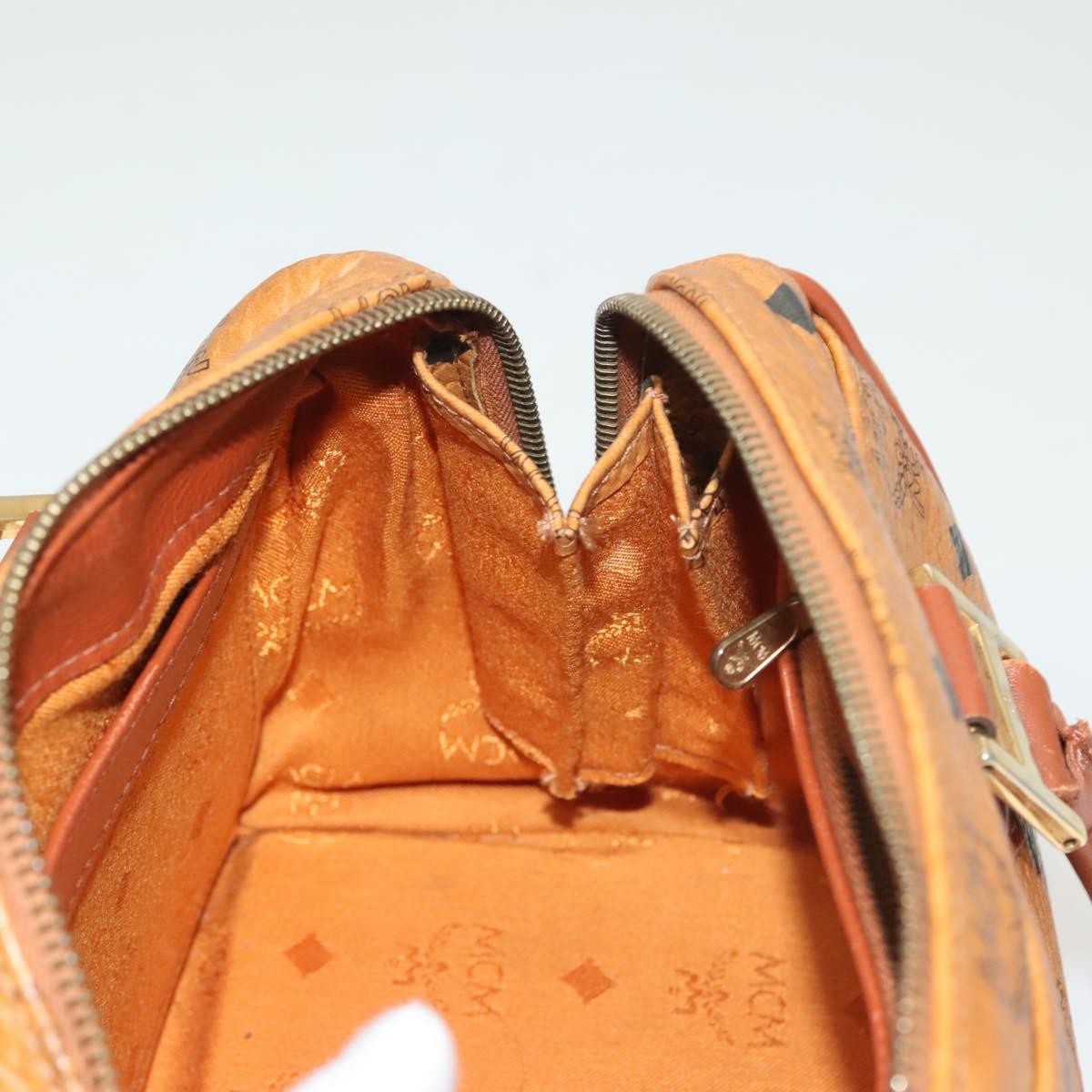 MCM Visetos Handbag Canvas and Leather, BROWN, CANVAS, Handbag