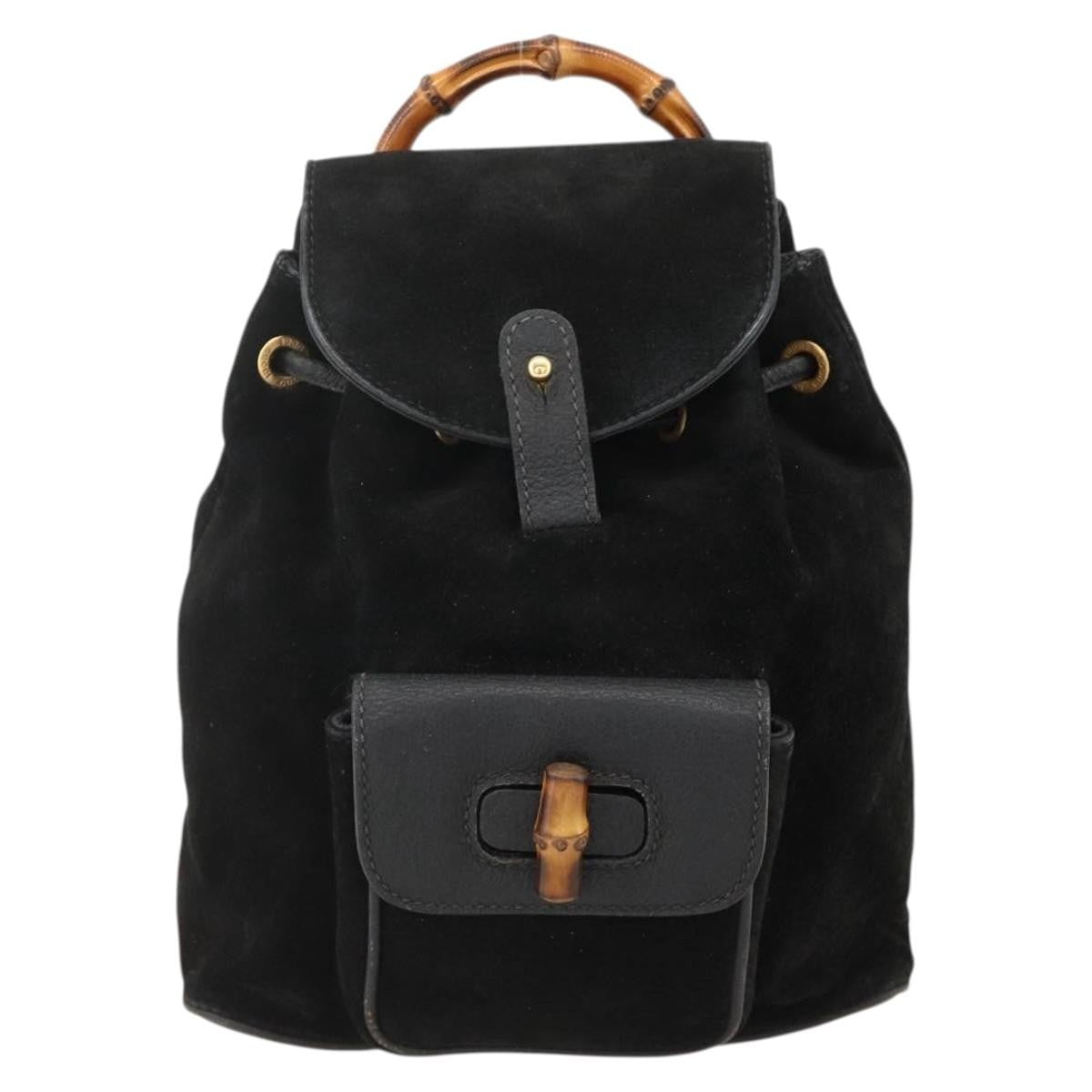 Gucci Gucci bamboo backpack daim, Black, Denim, Backpack