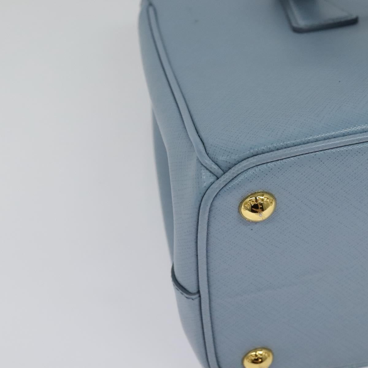 Prada Double Zip Lux Tote Saffiano Leather, BLUE, LEATHER, Handbag