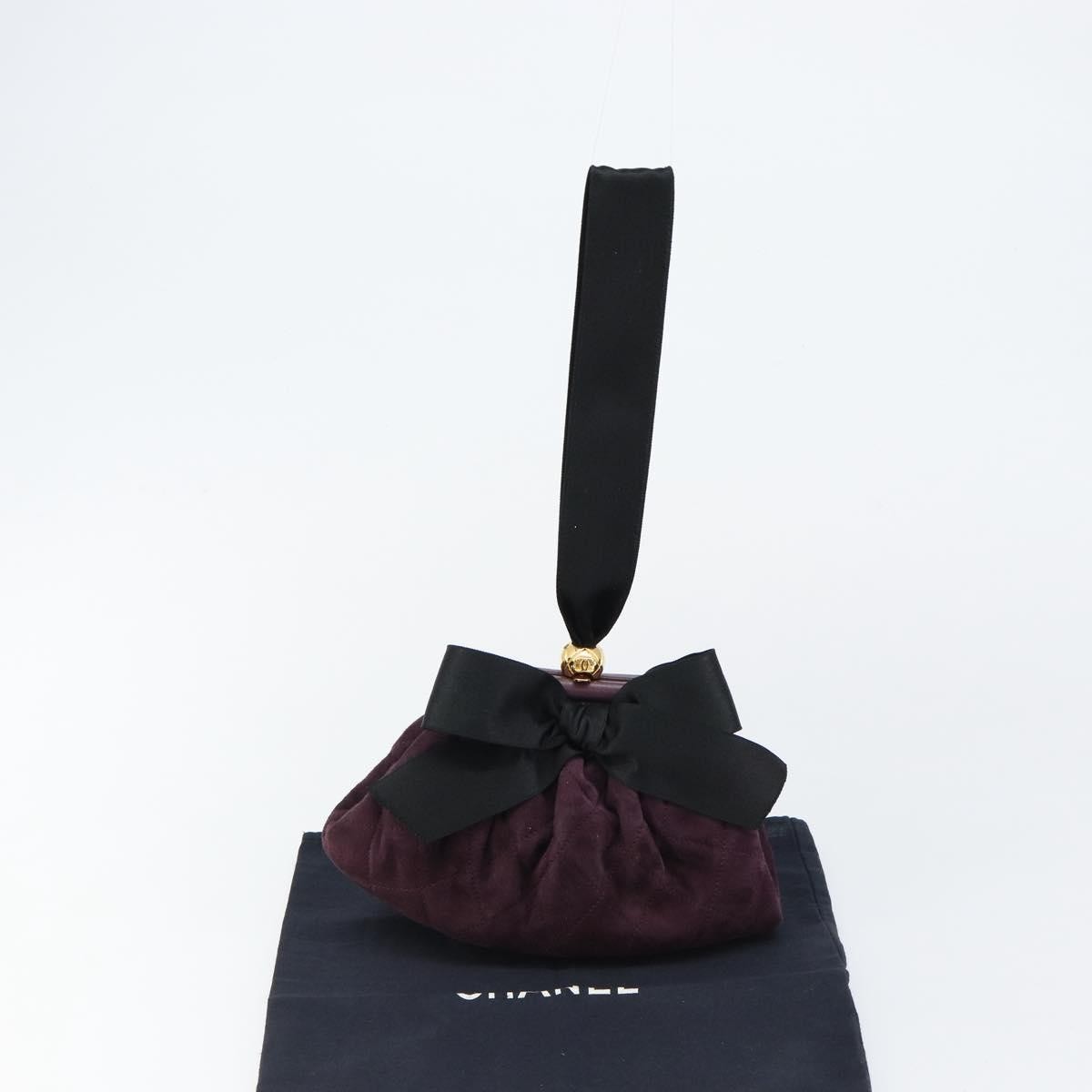 Chanel Bow cluth Suede, PURPLE, SUEDE, Clutche & pouche