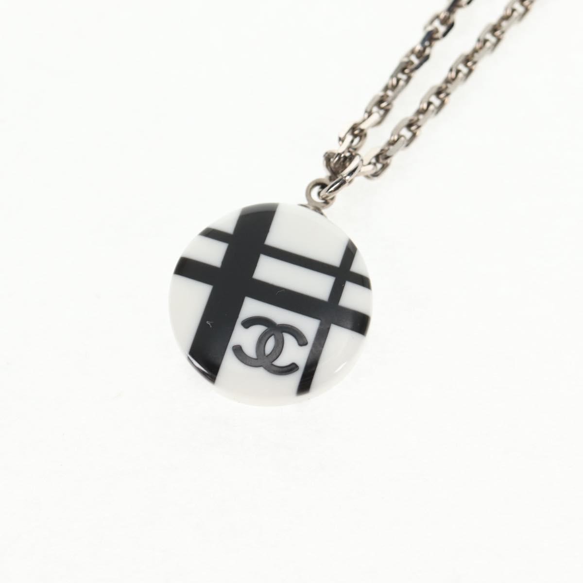 Chanel Vintage CC Pendant Long Necklace Metal, SILVER, METAL, Necklace
