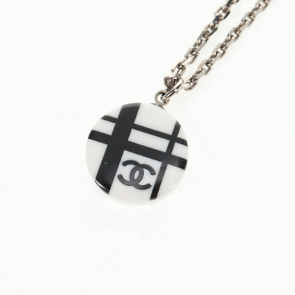 Chanel Vintage CC Pendant Long Necklace Metal, SILVER, METAL, Necklace