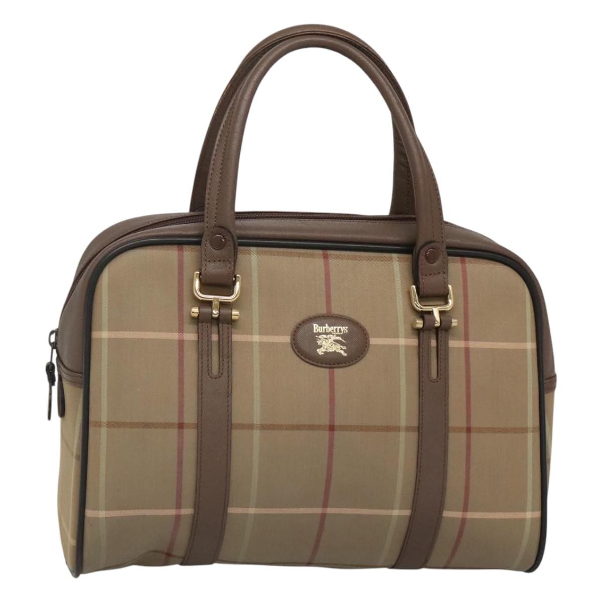 Burberry Nova Check Bowling Bag Canvas, BROWN, CANVAS, Handbag
