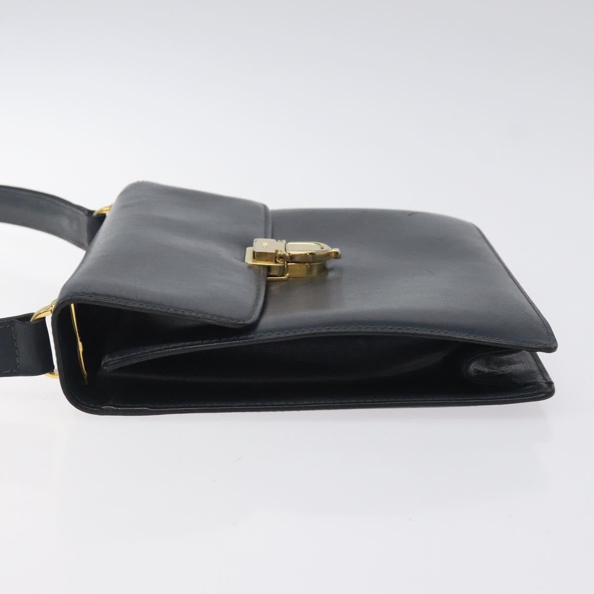 Celine Flap Shoulder Bag Leather, NAVY, LEATHER, Shoulder bag