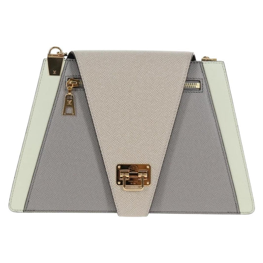 Louis Vuitton Trapeze Handbag Calfskin and Taiga Leather, GRAY, LEATHER, Shoulder bag