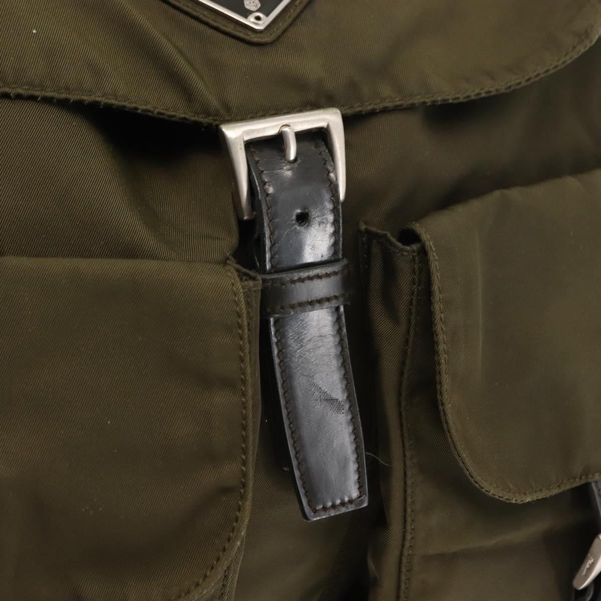 Prada Double Front Pocket Backpack Tessuto, KHAKI, NYLON, Backpack