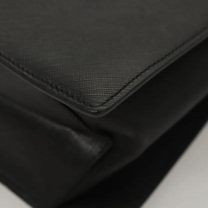 Salvatore Ferragamo Double Gancini Top Handle Bag Saffiano Leather, BLACK, LEATHER, Handbag