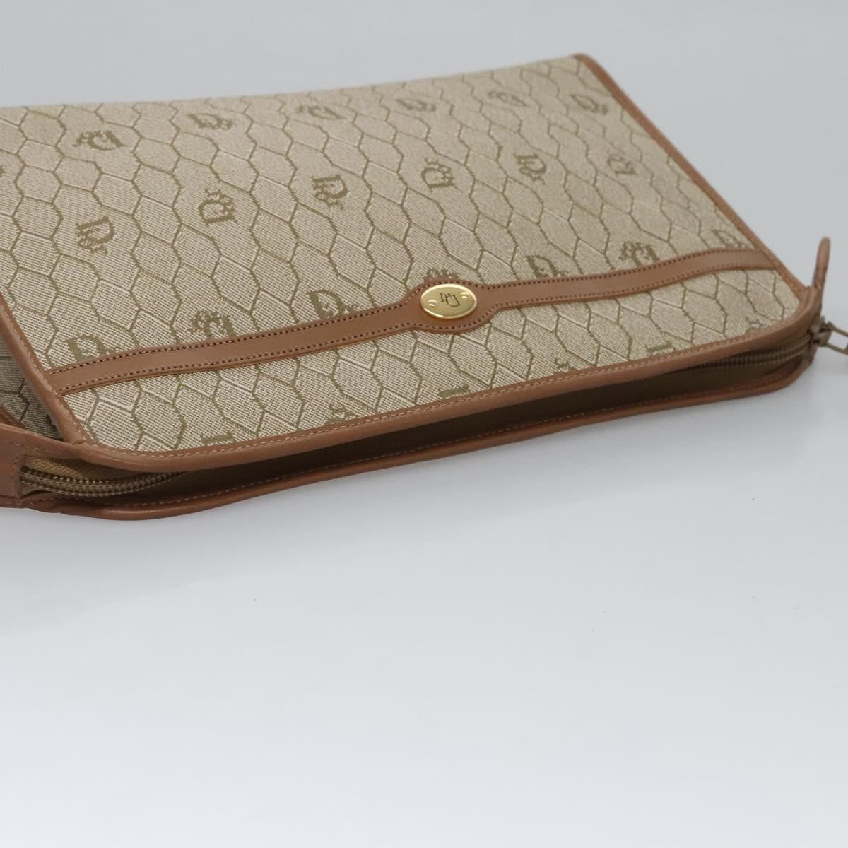 Christian Dior Vintage Honeycomb Zip Pouch Coated Canvas, BEIGE, PVC, Clutche & pouche