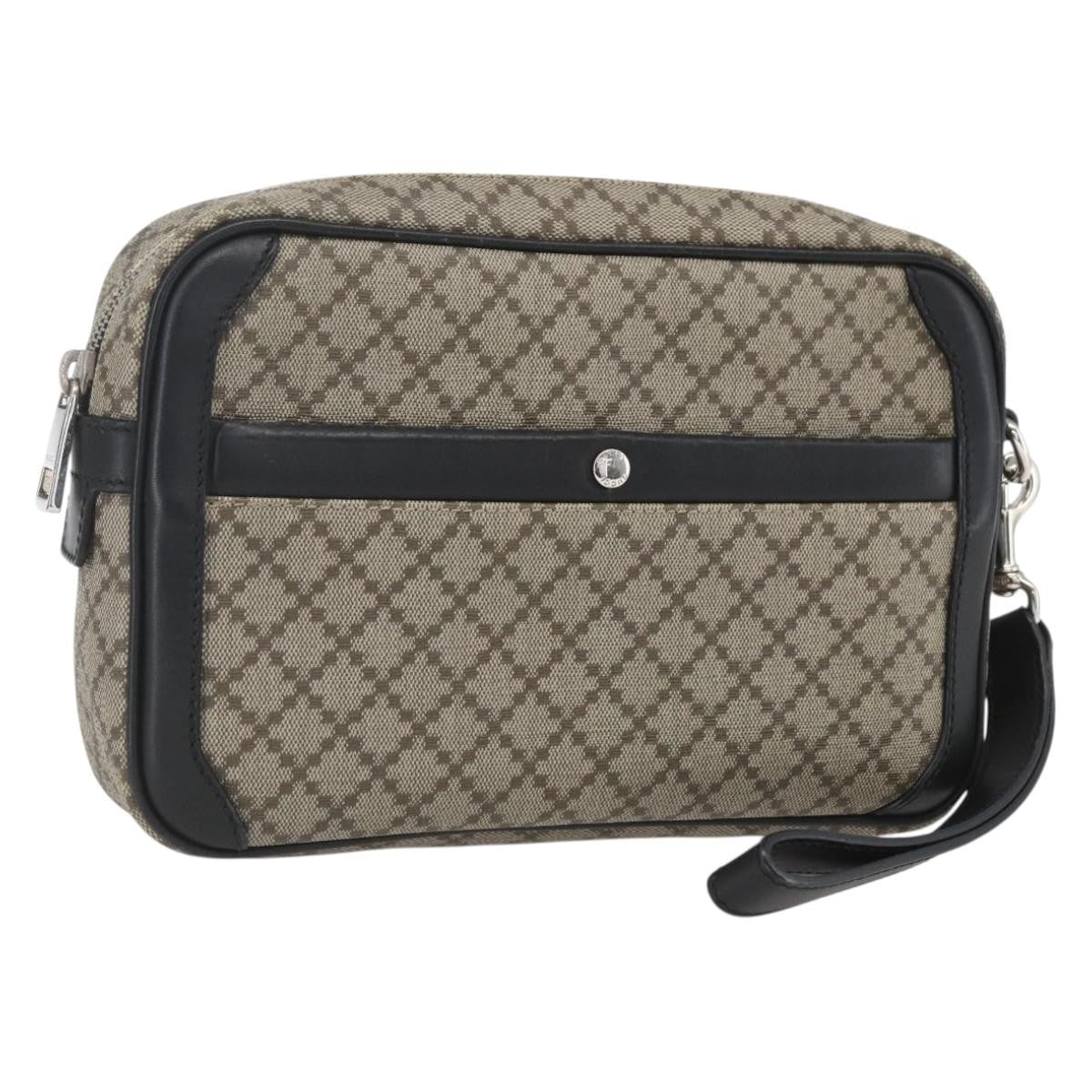 Gucci Wristlet Clutch Diamante Canvas, BEIGE, PVC, Clutche & pouche