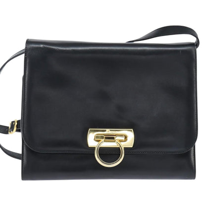 Salvatore Ferragamo Gancini Flap Shoulder bag Leather, BLACK, LEATHER, Shoulder bag