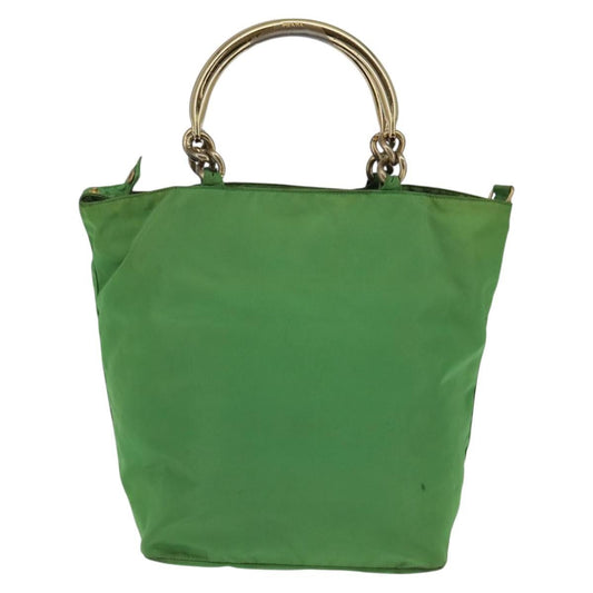 Prada Metal Handles Tote Tessuto, GREEN, NYLON, Tote bag