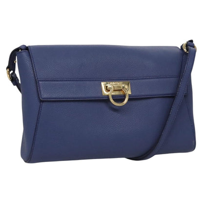 Salvatore Ferragamo Abbey Shoulder Bag Leather, BLUE, LEATHER, Shoulder bag