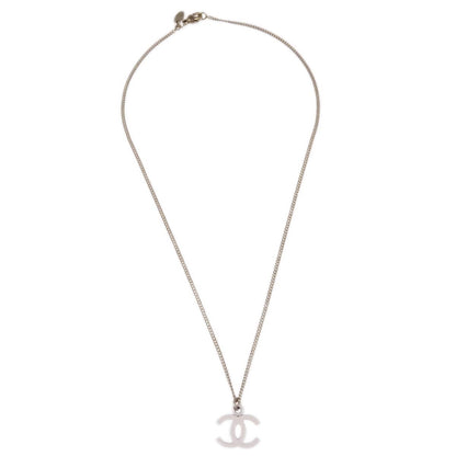 Chanel Vintage CC Pendant Long Necklace Metal, SILVER, SILVER_PLATED, Necklace