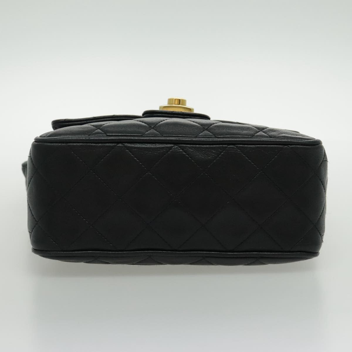 Chanel Vintage CC Pushlock Flap Bag Quilted Lambskin, BLACK, LEATHER, Shoulder bag