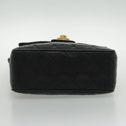 Chanel Vintage CC Pushlock Flap Bag Quilted Lambskin, BLACK, LEATHER, Shoulder bag