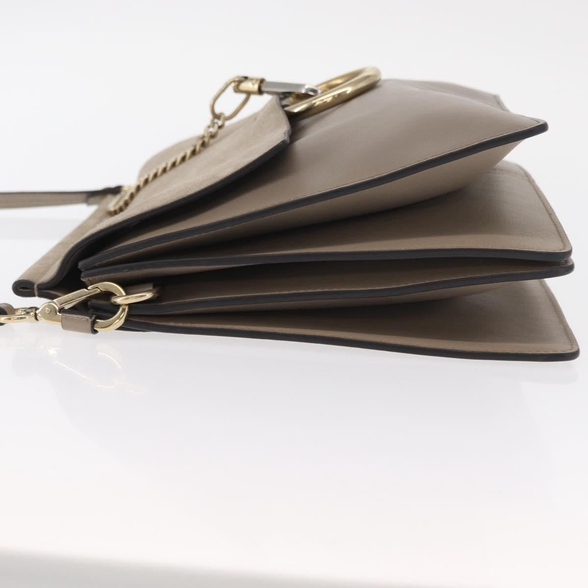 Chloe Faye Shoulder Bag Leather and Suede, BEIGE, SUEDE, Shoulder bag