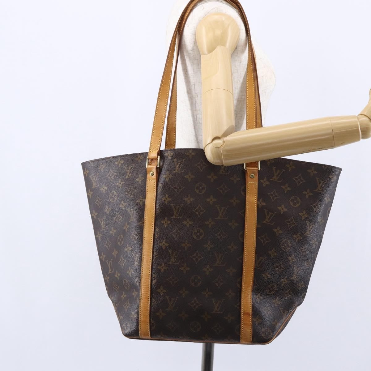 Louis Vuitton Shopping Sac Handbag Monogram Canvas, BROWN, CANVAS, Tote bag